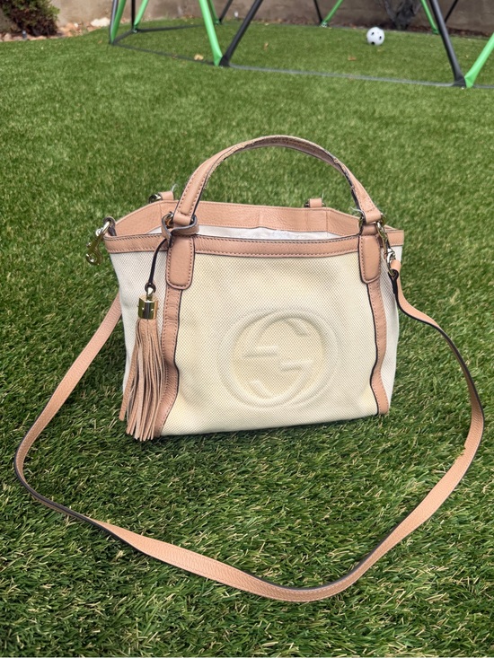 Gucci Handbags - GUCCI Cellarius Soho GG Canvas & Leather Tote with Tassel